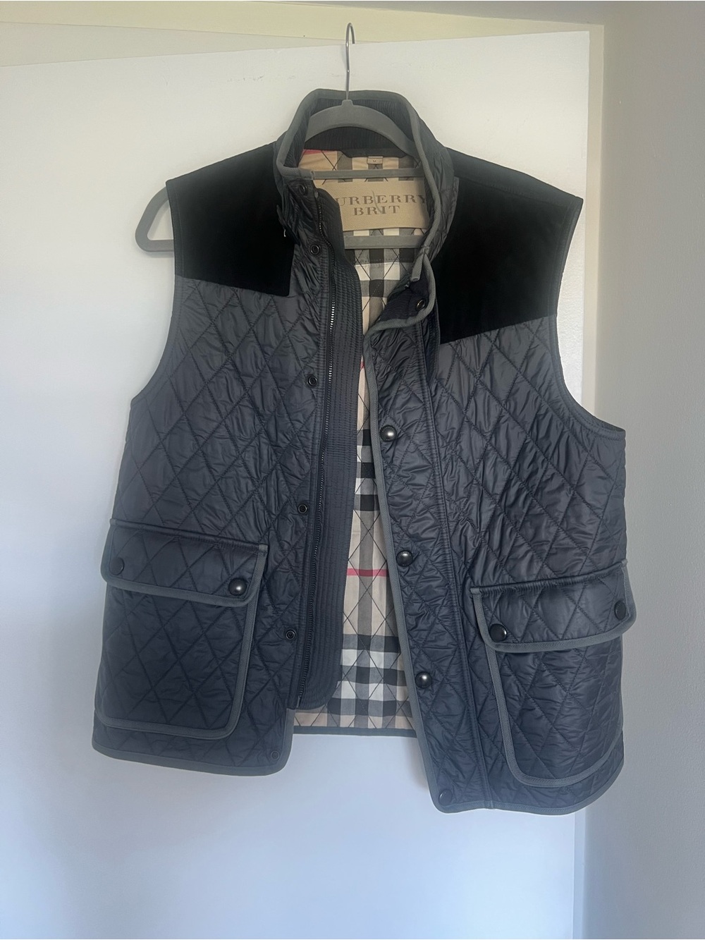 Burberry Quilted Gray and Black Men's Vest